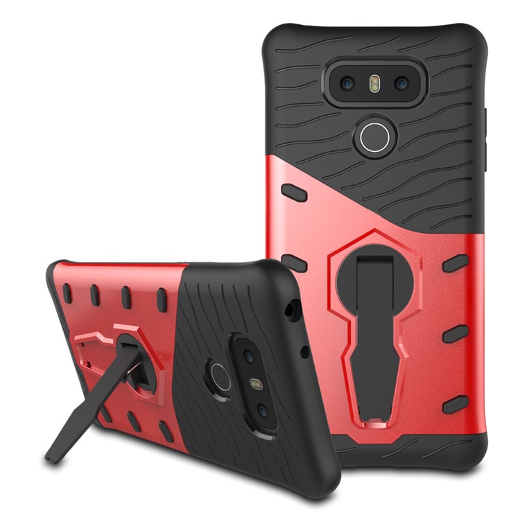 For LG G6 Tough Armor Mobile Cover with Kickstand (PC + TPU) - Red-1