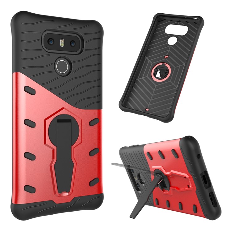 For LG G6 Tough Armor Mobile Cover with Kickstand (PC + TPU) - Red-13