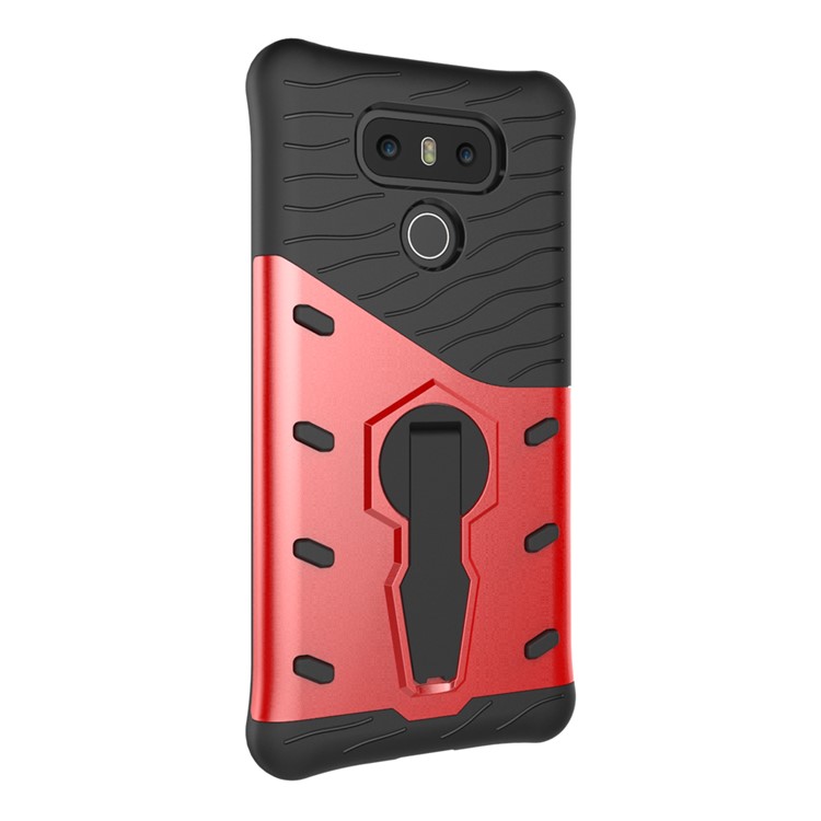 For LG G6 Tough Armor Mobile Cover with Kickstand (PC + TPU) - Red-3