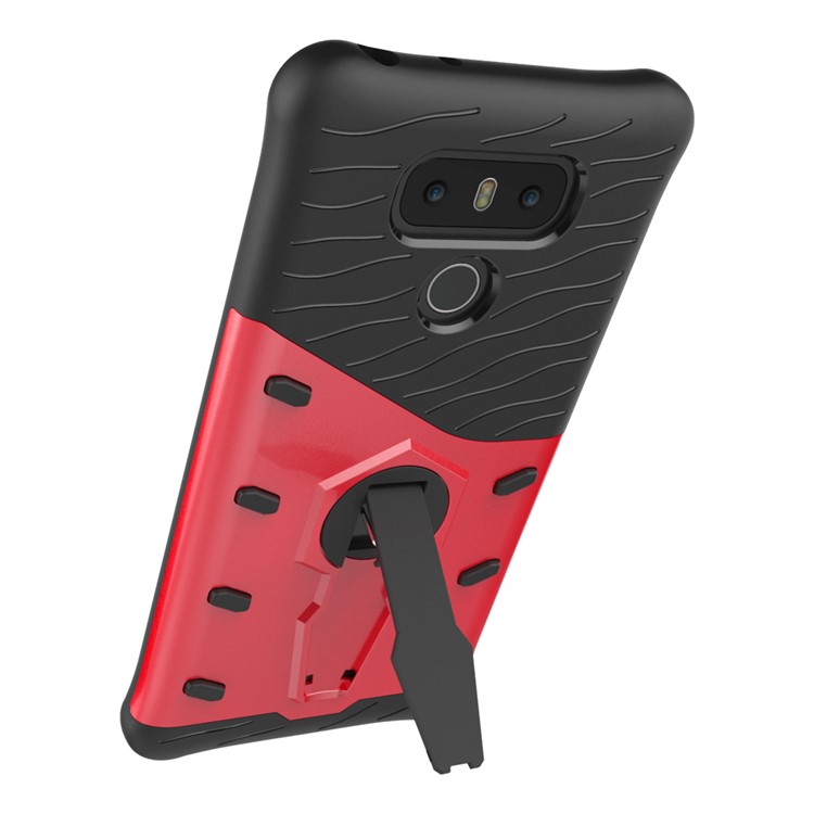 For LG G6 Tough Armor Mobile Cover with Kickstand (PC + TPU) - Red-4
