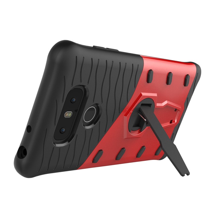 For LG G6 Tough Armor Mobile Cover with Kickstand (PC + TPU) - Red-5