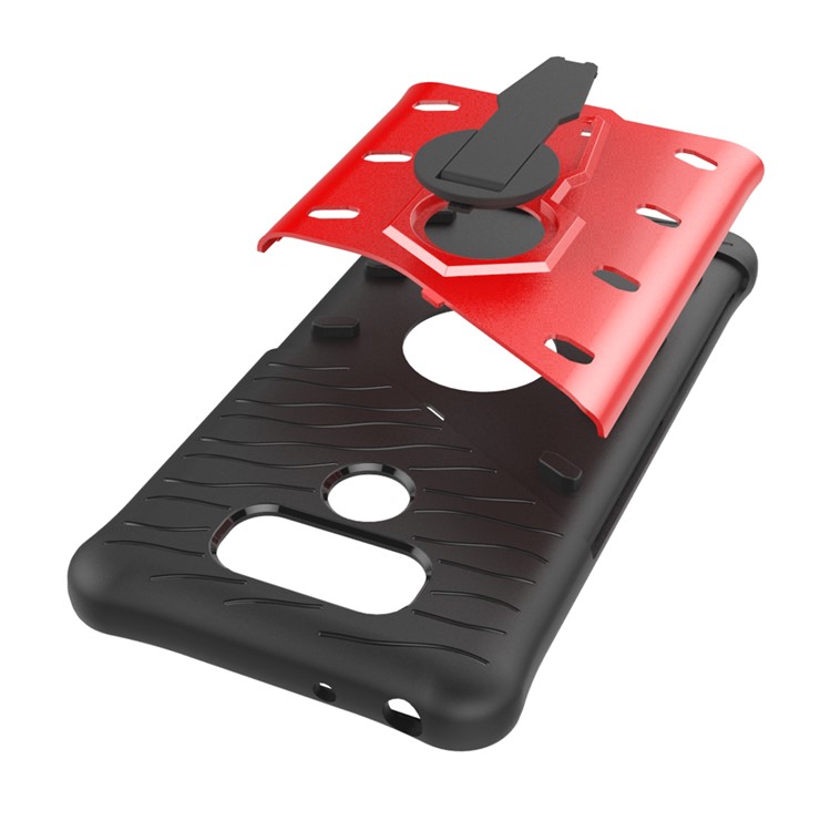 For LG G6 Tough Armor Mobile Cover with Kickstand (PC + TPU) - Red-9