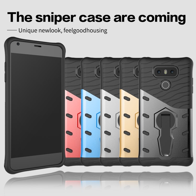Armor Rotary Kickstand Phone Shell for LG G6 (PC + TPU) - Gold-1