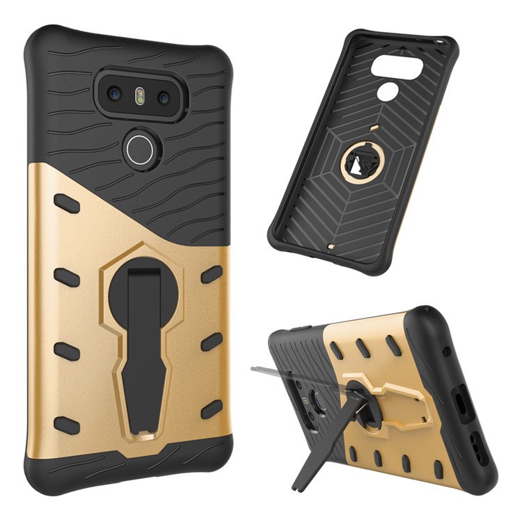 Armor Rotary Kickstand Phone Shell for LG G6 (PC + TPU) - Gold-10