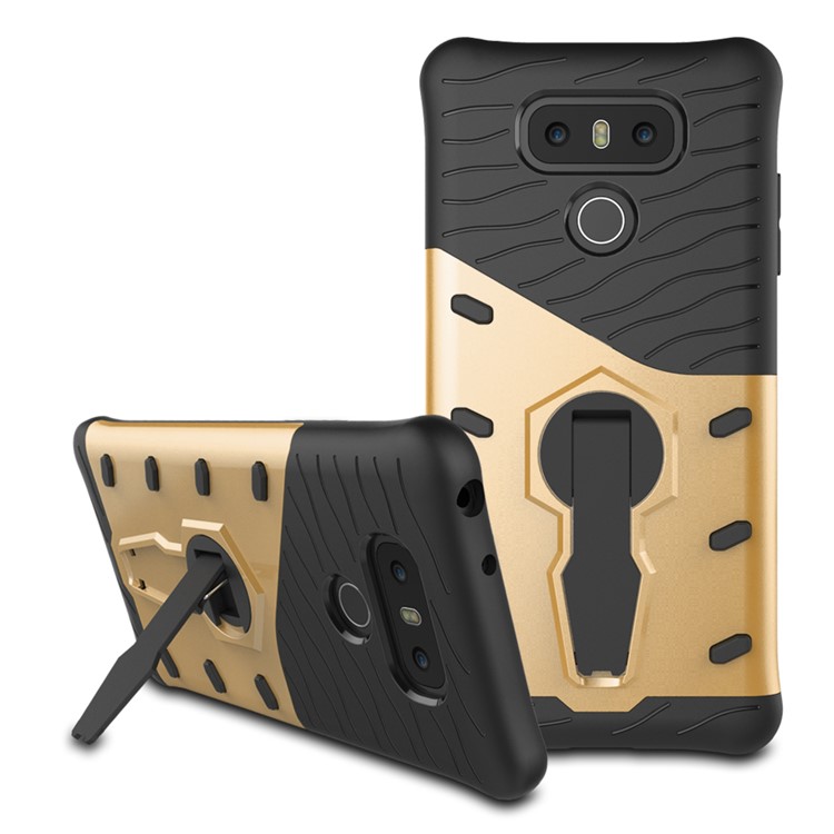 Armor Rotary Kickstand Phone Shell for LG G6 (PC + TPU) - Gold-12