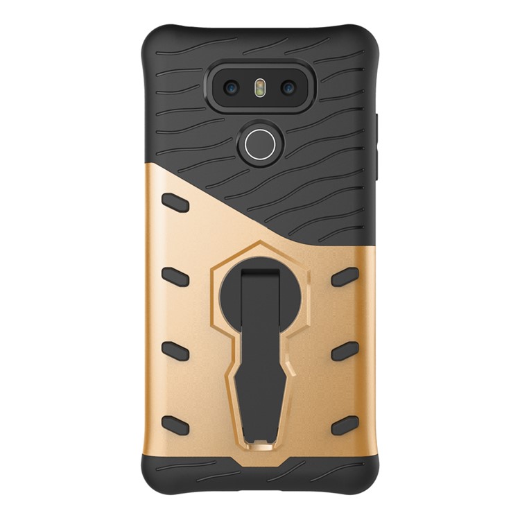 Armor Rotary Kickstand Phone Shell for LG G6 (PC + TPU) - Gold-2