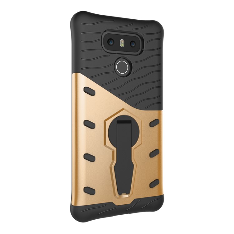 Armor Rotary Kickstand Phone Shell for LG G6 (PC + TPU) - Gold-3