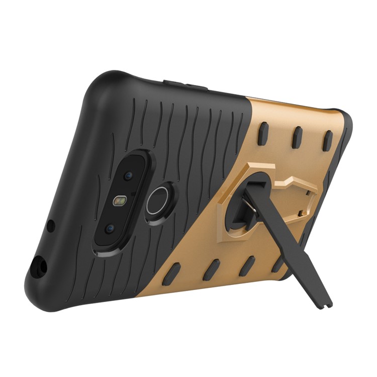 Armor Rotary Kickstand Phone Shell for LG G6 (PC + TPU) - Gold-5