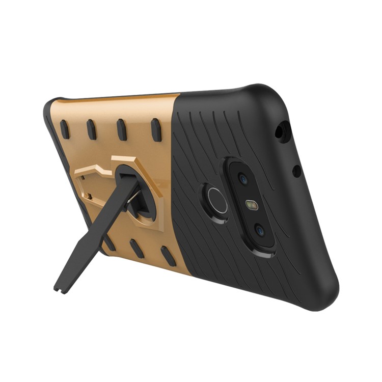Armor Rotary Kickstand Phone Shell for LG G6 (PC + TPU) - Gold-6