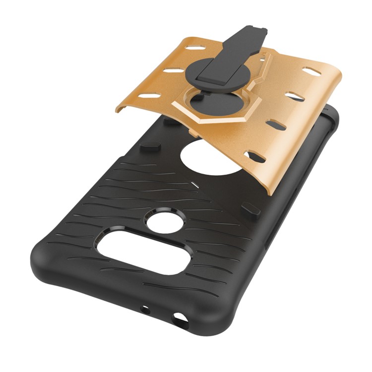 Armor Rotary Kickstand Phone Shell for LG G6 (PC + TPU) - Gold-9