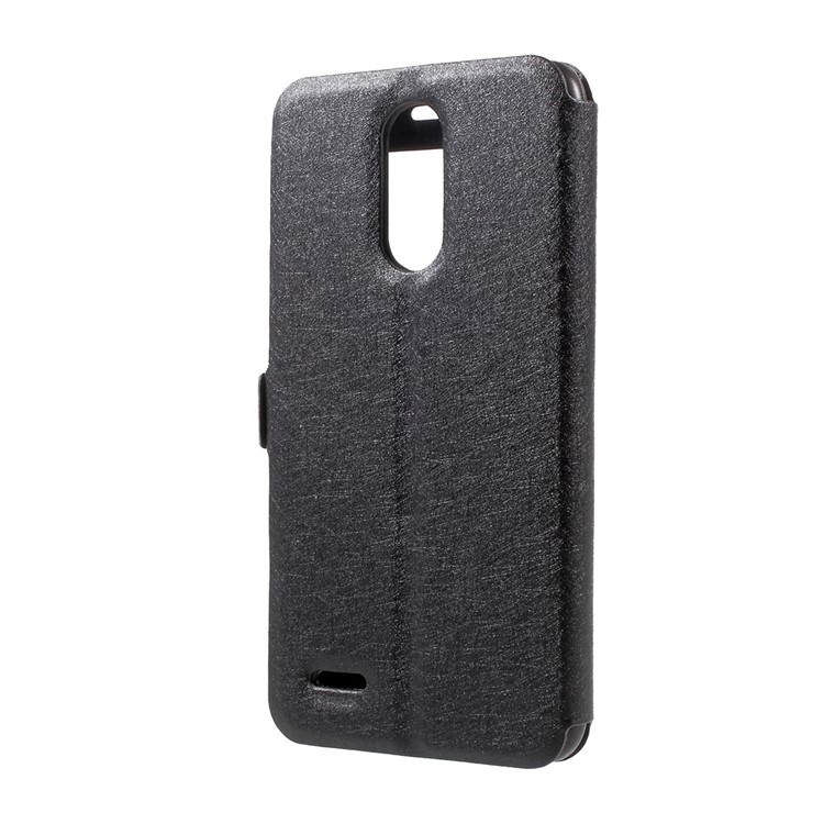 Silk Texture Dual Window Leather Phone Case for LG K10 (2017) - Black-3