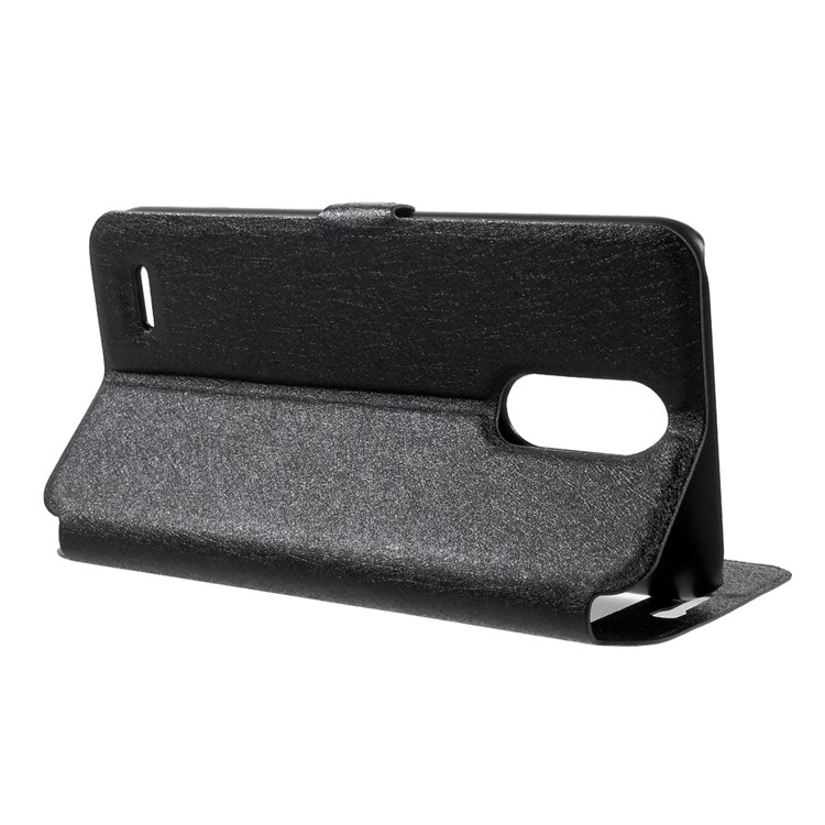 Silk Texture Dual Window Leather Phone Case for LG K10 (2017) - Black-4
