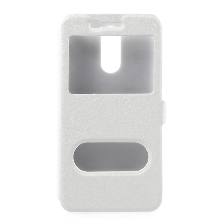 Silk Texture Dual Window View Leather Cover for LG K10 (2017) - White-1