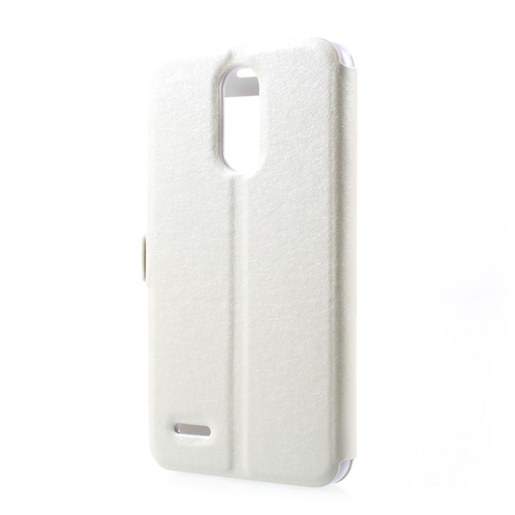 Silk Texture Dual Window View Leather Cover for LG K10 (2017) - White-3