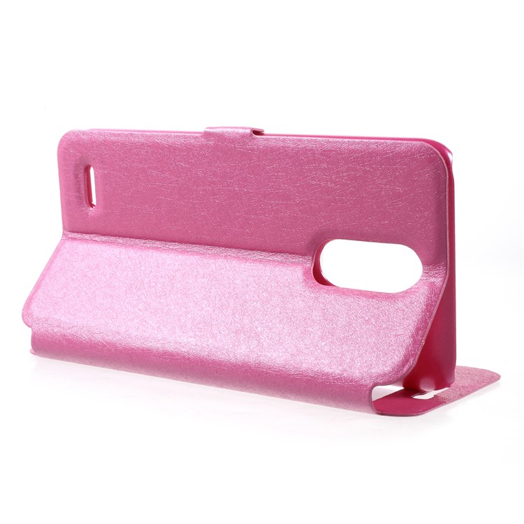Silk Texture Dual Window Leather Stand Shell for LG K10 (2017) - Rose-4