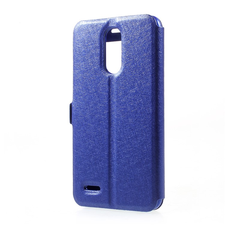 Silk Texture Dual Window PU Leather Shell Case for LG K10 (2017) - Blue-3