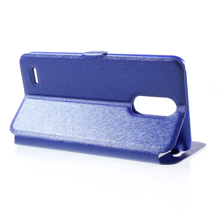 Silk Texture Dual Window PU Leather Shell Case for LG K10 (2017) - Blue-4