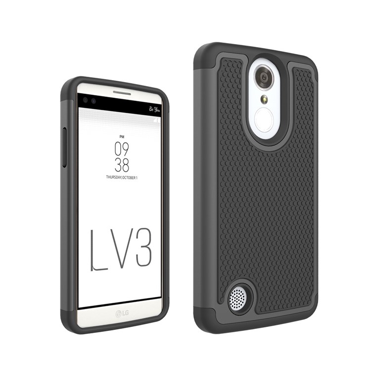 Football Grain Hybrid PC + Silicone Combo Phone Case for LG Aristo MS210 (LV3) US Version - Black-1