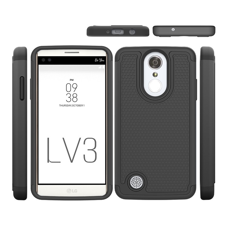 Football Grain Hybrid PC + Silicone Combo Phone Case for LG Aristo MS210 (LV3) US Version - Black-5