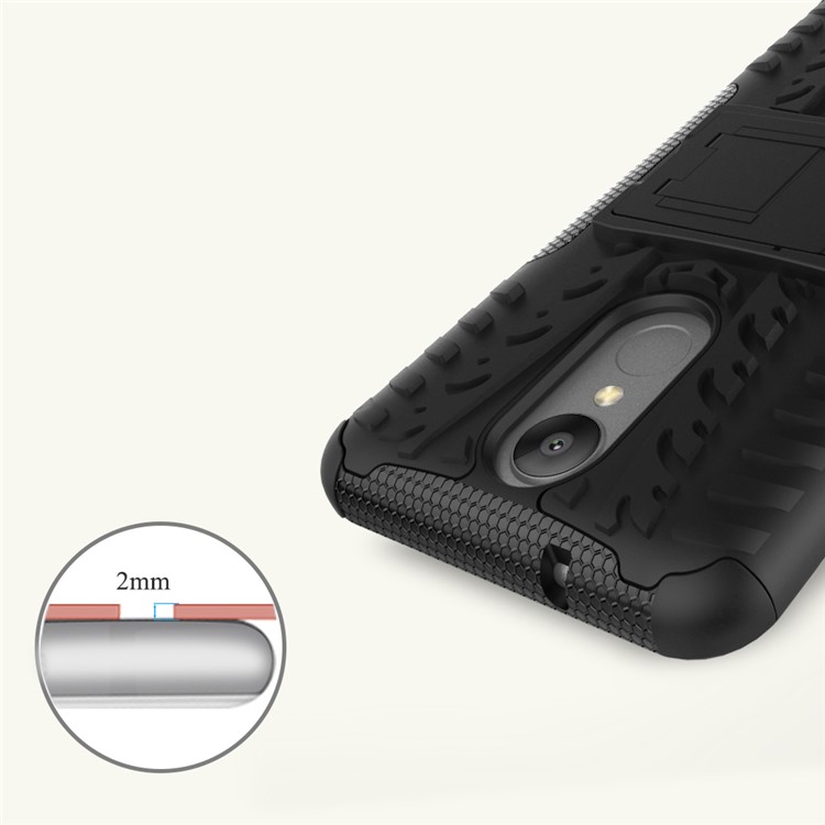 For LG Aristo MS210 (LV3) US Version Tyre Pattern Kickstand PC + TPU Hybrid Case Accessory - Black-11