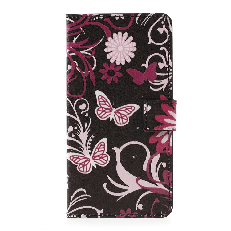 Wallet Patterned Leather Stand Phone Case for LG K10 (2017) - Floral Butterfly-1