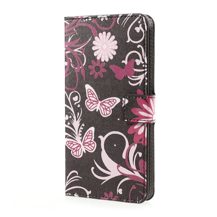 Wallet Patterned Leather Stand Phone Case for LG K10 (2017) - Floral Butterfly-2
