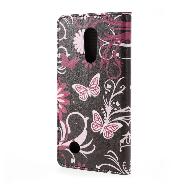 Wallet Patterned Leather Stand Phone Case for LG K10 (2017) - Floral Butterfly-3