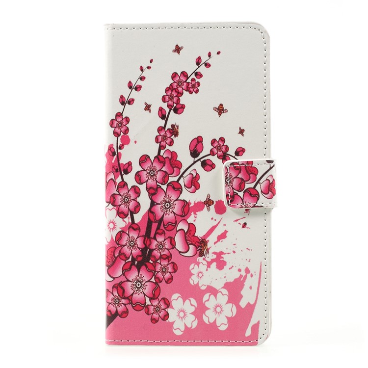 Patterned Wallet Leather Case with Stand for LG K10 (2017) - Plum Blossom-1