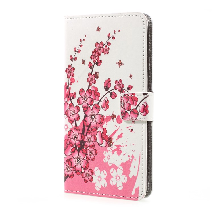 Patterned Wallet Leather Case with Stand for LG K10 (2017) - Plum Blossom-2