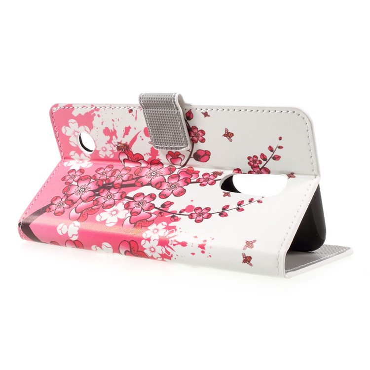 Patterned Wallet Leather Case with Stand for LG K10 (2017) - Plum Blossom-5