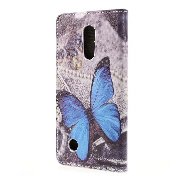 Mobile Accessory Patterned Leather Wallet Stand Case for LG K10 (2017) - Blue Butterfly-3