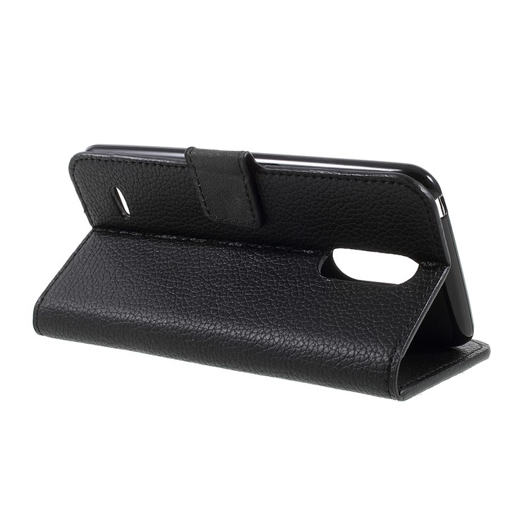 For LG K4 (2017) Litchi Skin Folio Flip PU Leather Stand Cover - Black-5