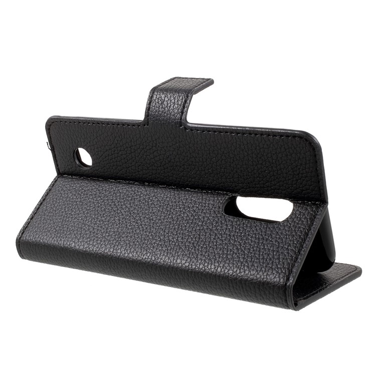 Litchi Skin Leather Wallet Stand Cell Phone Case for LG K10 (2017) - Black-4