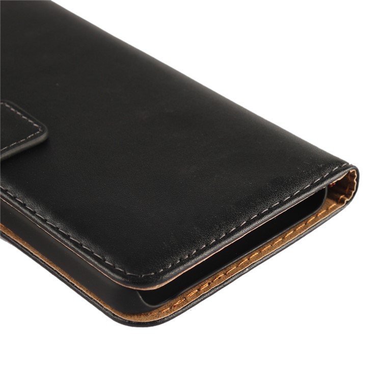 For LG G6 Genuine Split Leather Wallet Protective Case with Stand - Black-8