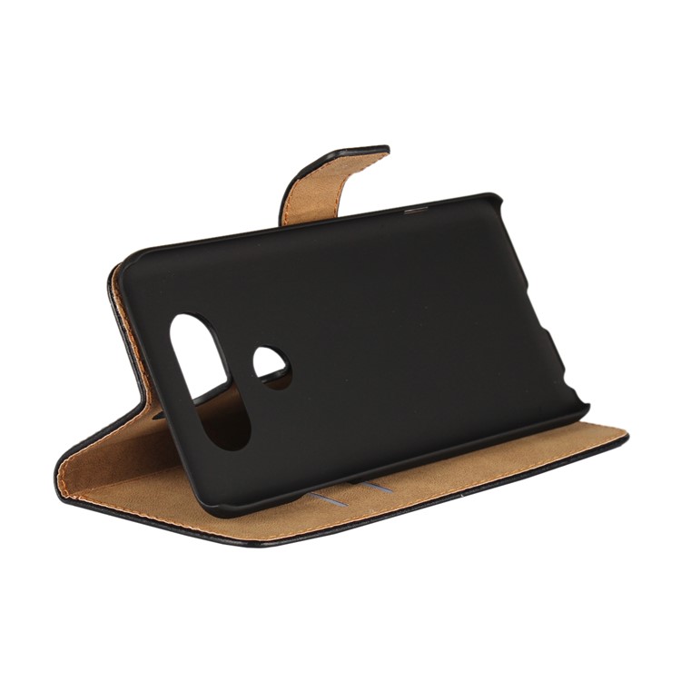 For LG V20 Genuine Split Leather Wallet Phone Case with Stand - Black-2