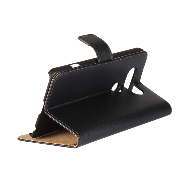 For LG V20 Genuine Split Leather Wallet Phone Case with Stand - Black-3