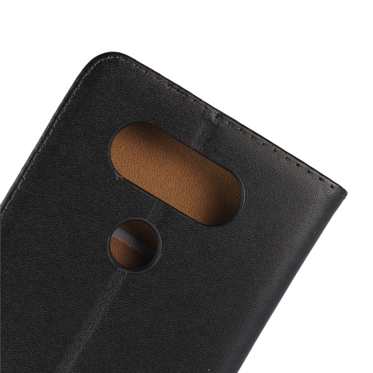 For LG V20 Genuine Split Leather Wallet Phone Case with Stand - Black-7