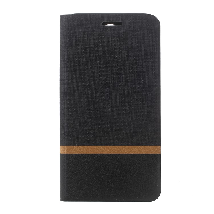 Cross Pattern PU Leather Card Holder Case for LG K10 (2017) LV5 Built-in Steel Sheet - Black-2