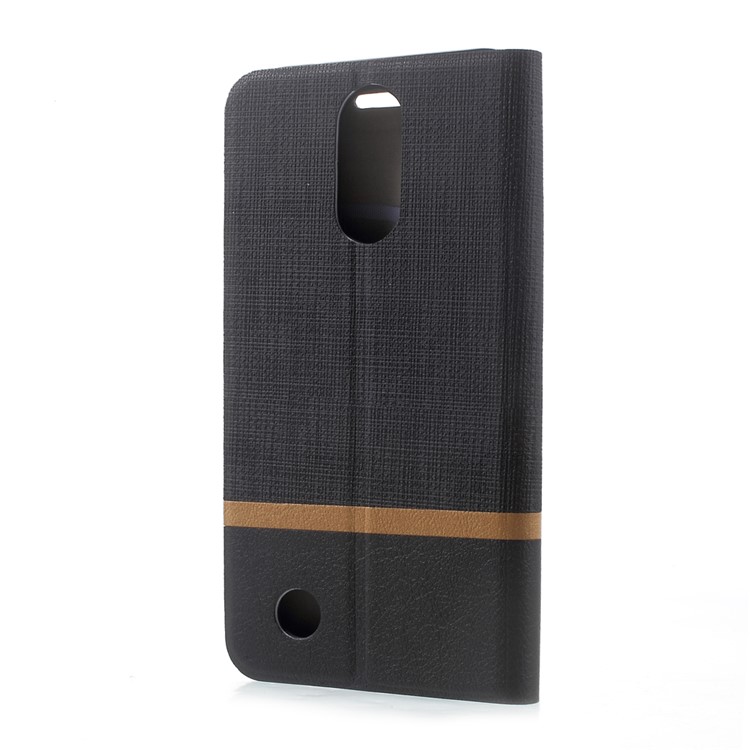 Cross Pattern PU Leather Card Holder Case for LG K10 (2017) LV5 Built-in Steel Sheet - Black-3
