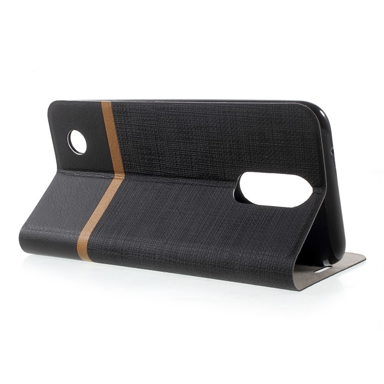Cross Pattern PU Leather Card Holder Case for LG K10 (2017) LV5 Built-in Steel Sheet - Black-4