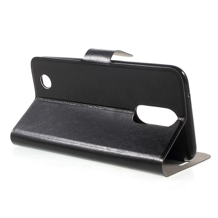 Crazy Horse PU Leather Case with Card Holder for LG K10 (2017) Built-in Steel Sheet - Black-4