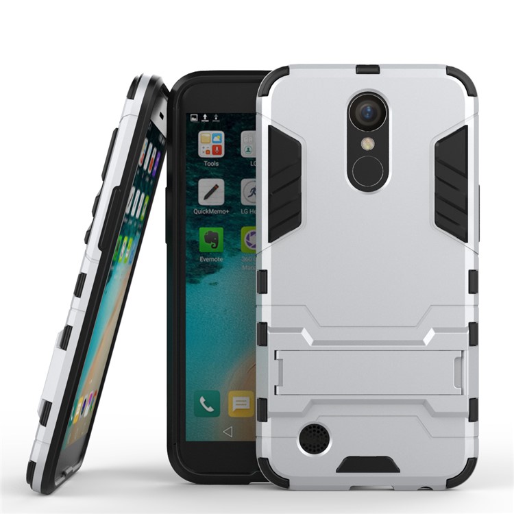 Cool Guard Plastic + TPU Phone Case with Kickstand for LG K10 (2017) - Silver-1