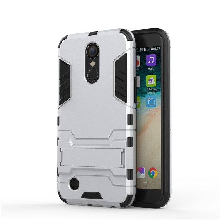 Cool Guard Plastic + TPU Phone Case with Kickstand for LG K10 (2017) - Silver-2