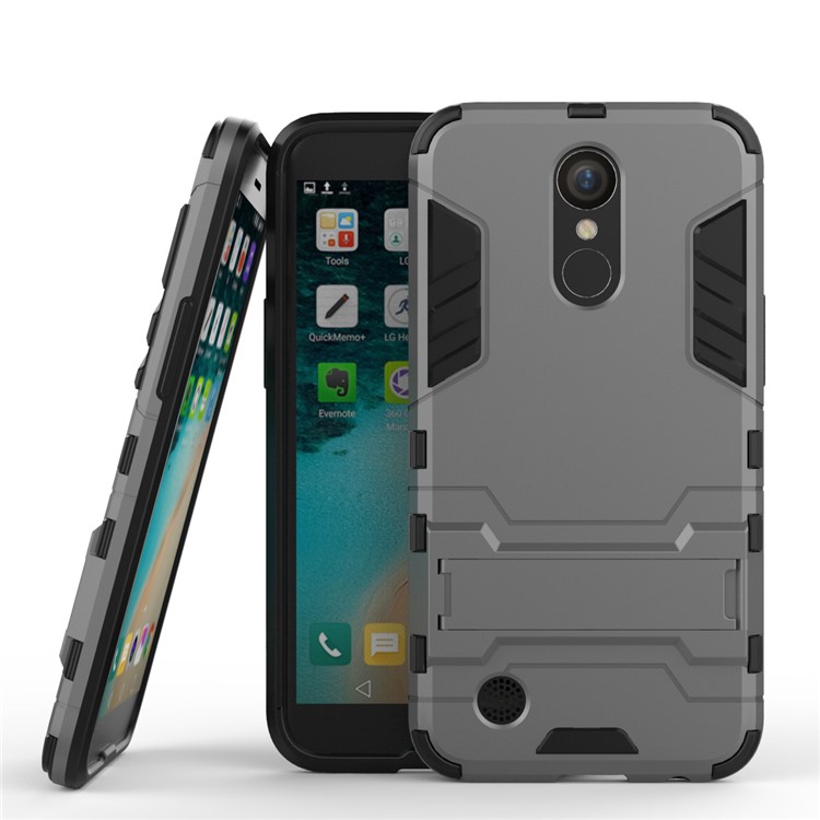 Cool Guard Plastic + TPU Mobile Shell with Kickstand for LG K10 (2017) - Grey-1