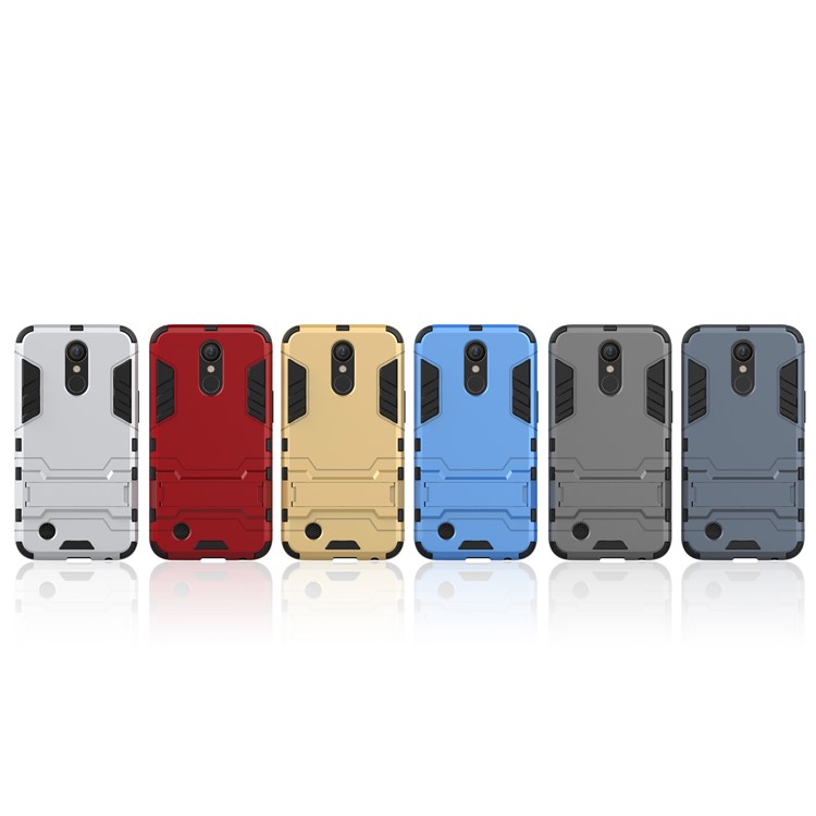 Cool Guard Plastic + TPU Mobile Shell with Kickstand for LG K10 (2017) - Grey-3