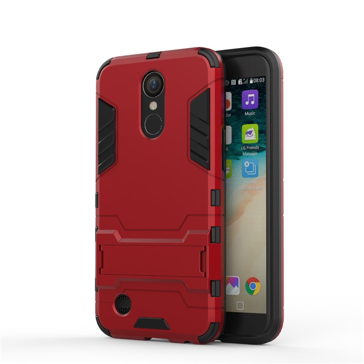 Mobile Phone Case Kickstand Cool Guard (Plastic + TPU) for LG K10 (2017) - Red-2