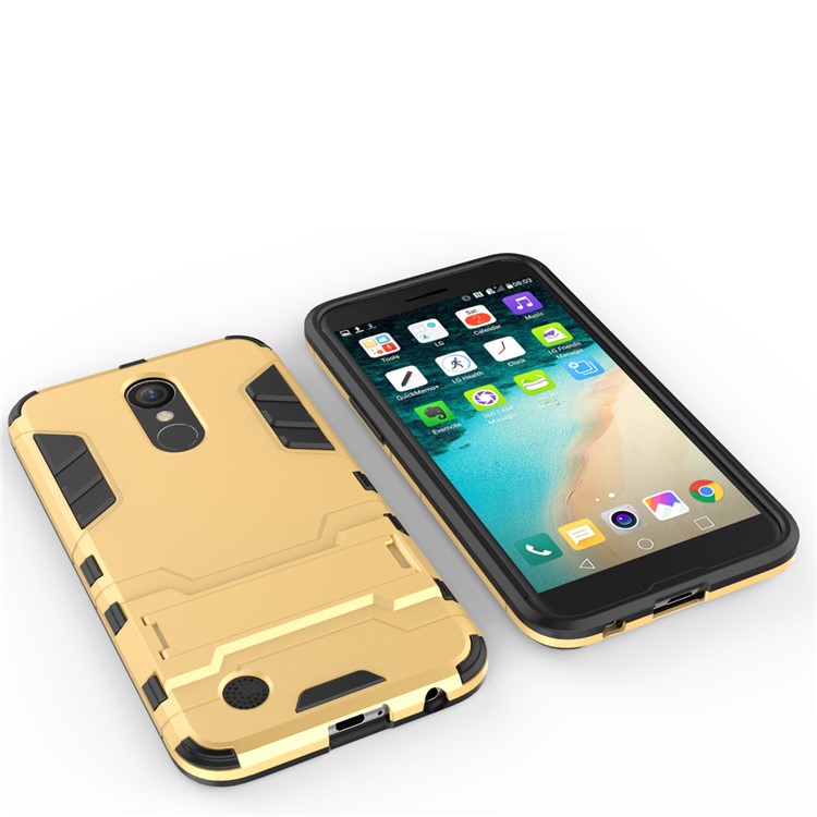 Hybrid Back Case Kickstand Cool Guard (Plastic + TPU) for LG K10 (2017) - Gold-10