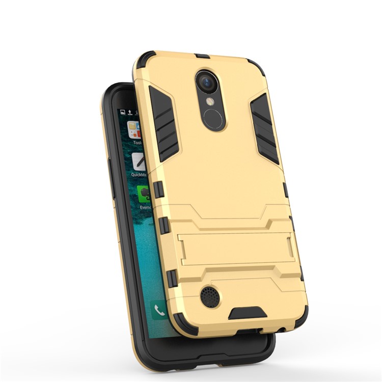 Hybrid Back Case Kickstand Cool Guard (Plastic + TPU) for LG K10 (2017) - Gold-3