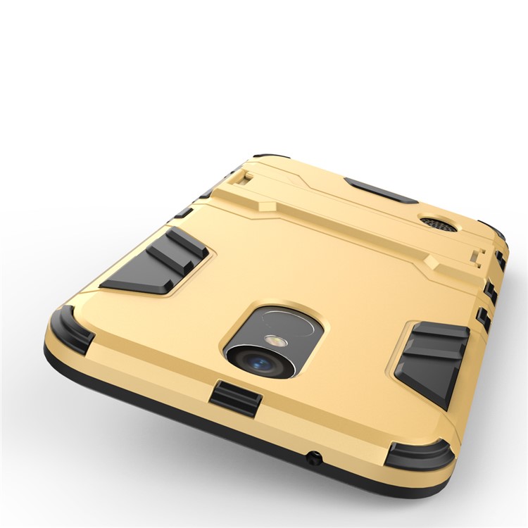 Hybrid Back Case Kickstand Cool Guard (Plastic + TPU) for LG K10 (2017) - Gold-5