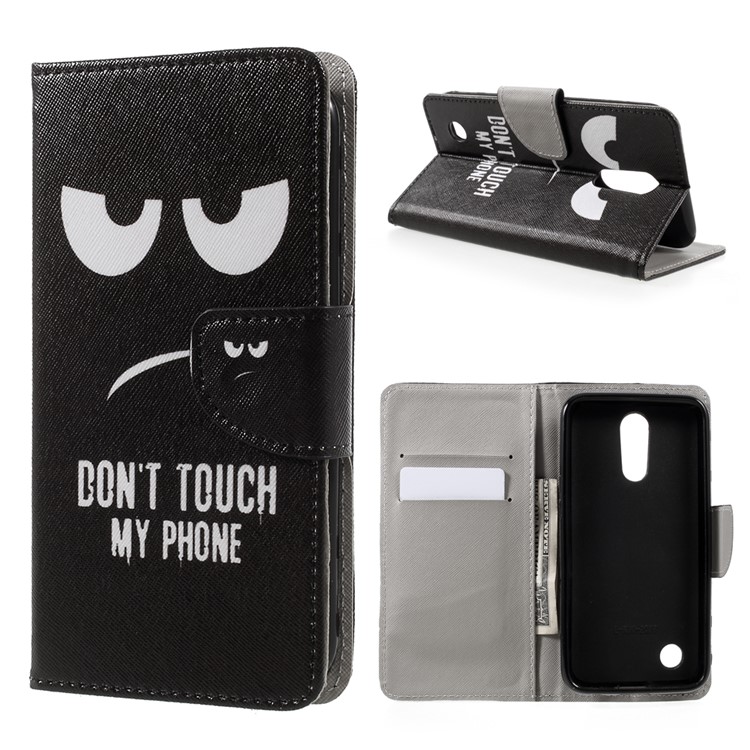 Patterned Leather Stand Case with Card Holder for LG K10 (2017) - Do Not Touch My Phone-1